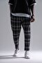 Plaid Baggy Trousers with Elastic Waist