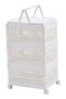 Rolling Foldable Storage Box 3-Layer – Stackable Ventilated Organizer with Lid White