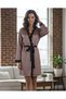 Women's Satin Line Patterned Lace Detailed Stylish and Comfortable Satin Dressing Gown