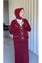 Angora Fabric V-Neck Skirt Suit with Pockets - 3