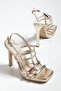 Women's Gold Platform Heeled Shoes - 3