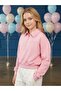 Girl's Sweatshirt with Zippered Collar and Stone Embroidered Sleeves - 4