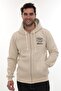 Men's Beige Full Zippered K Hooded Cotton Sweatshirt with Fleece Inside - 4