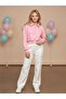 Girl's Sweatshirt with Zippered Collar and Stone Embroidered Sleeves