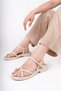 Women's Sandals - Ring Detailed Flip-Flop Women's Sandals with Rings Beige - 4
