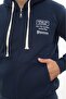 Men's Navy Blue Full Zippered K Hooded Cotton Sweatshirt with Fleece Inside - 5