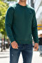 Men's İçi Ş Fleece-Lined Crew Neck Cotton Sweatshirt 0319 Emerald Green - 5