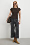 High Waist Leg Detail Jeans Smoked - 2