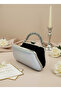Silver Janjan Yanar Rotating Rainbow Chain Pearl Metal Handle Detailed Women's Evening Bag - 3