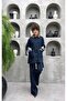 Velvet Collar Sleeve Decorated Denim Pants Jacket Two-Piece Set – Hijab Friendly - 2