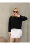 Women's Paneled Knitwear Sweater, Crew Neck, Off-The-Shoulder, Long Sleeve - 3