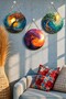 Nature Themed Round 3-Piece Stringed Wooden Wall Painting Set, Living Room Bedroom Kitchen Decor - 6