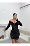 Winter Madonna Collar Side Gather Detailed Asymmetrical Cut Stylish Elegant Mini Velvet Dress - 4