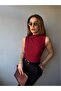 Women's Black Mock Neck Soft Touch Flexible Blouse