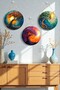 Nature Themed Round 3-Piece Stringed Wooden Wall Painting Set, Living Room Bedroom Kitchen Decor