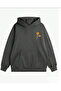 Çiçek Printed Women's Hooded Owearsize Plain Black Sweatshirt - 2