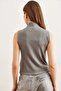 Women's Black Mock Neck Soft Touch Flexible Blouse - 5