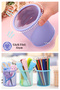 Desktop Metal Cylinder Pen Holder 1 Piece Mesh Perforated Pastel Color Pen Holder Paper Holder Organizer B - 4