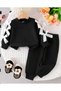Girls' Sweatshirt-Jogger Tracksuit Set with Ribbon Detail on the Sleeves