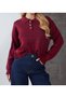 Zenne Striped Polo Neck Buttoned Knitwear Sweater Burgundy - 4