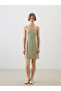 Heart Roba Collar String Strap Linen Blend Mini Dress for Style Seekers from Uzg Store