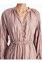 Esvab • Modern & Distinctive Kaçık Roba Collar Plain Long Sleeve Satin Dress - 3