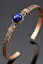 Men's Copper Bracelet Natural Lapis Lazuli Stone Women's Handcuff Bracelet - 2