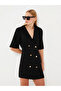 Jacket Collar Plain Short Sleeve Dress - 3
