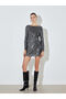 Crew Neck Sequined Mini Dress - 2