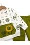 Baby Boy Lion Embroidered Winter 3-Thread Set Fleece-Lined 6-9-12-18-24 Months Top and Bottom Baby Set - 4