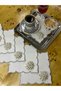 6 Pieces of Gardenia Fabric Cocktail & Coffee Presentation Napkins with Pearl Brooches and Edge Embroidery, Stain Resistant - 4