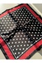 Black white red polka dot pattern modal women's scarf bandana 50x50 cm mini size hair neck bag - 4
