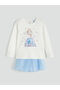 Ecru Printed Girls' T-Shirt and Tutu Skirt