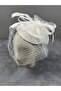 Feather Detailed Elegant Bridal Wedding Hat Pearl White - 3