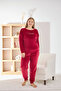Women's Soft Velvet Crew Neck Cherry Pajama Set