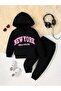 New York Printed Hooded Combination Bottom Top Children's Tracksuit Set