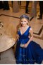 Dark Blue Crystal Cut Stone Special Design Velvet Crown, Invitation, New Year, Wedding, Prom - 5