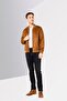 Men Solid Puffer Jacket, Brown - 2