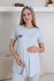 Pregnant Women's Maternity Pajama Set 3-Piece Floral Patterned Dressing Gown Breastfeeding Adjustable Waist - 6