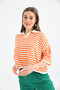 Women's Polo Neck Short Sleeve Striped Knit Sweater 10097 - 7