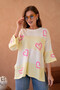 Women's Crew Neck Pearl Embroidered Ov Oversized Riko Sweater 10178 - 3