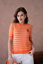 Women's Crew Neck Embroidered Striped Knit Sweater 10051.Ctn - 5