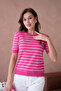 Women's Crew Neck Embroidered Striped Knit Sweater 10051.Ctn - 4