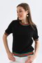 Women's Crew Neck Short Sleeve Striped Knit Sweater 10216 - 5