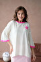 Women's Crew Neck Stone Embroidered Y Slit O Oversized Knitwear Sweater 10042 - 5