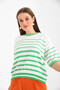 Women's Crew Neck Short Sleeve Striped Knit Sweater 10055 - 3