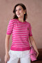 Women's Crew Neck Embroidered Striped Knit Sweater 10051.Ctn - 2