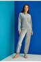 Women's Long Sleeve Crew Neck Heart Pattern Velvet Pajama Set - 3