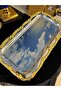 6 Pieces Gold Casting Footed Baton Silver Tray Gold Casting Rose Framed Speech Presentation Coffee Tea Tray 33 cm - 8