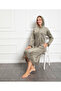 Velvet Midi Dress with Hooded Zipper Pockets - 2